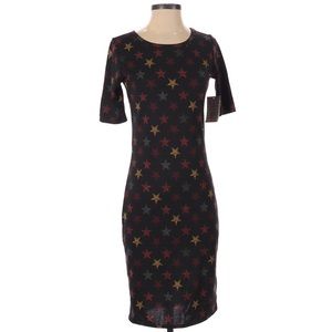 LulaRoe Julia Dress XS Star Print Black NWT